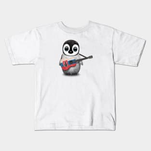 Baby Penguin Playing Slovakian Flag Guitar Kids T-Shirt